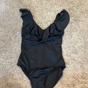 Bal Harbour Women's V-Neck Ruffled One-Piece Swimsuit Size 10